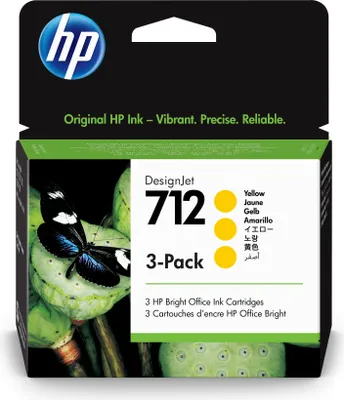 Immagine prodotto di Cartuccia di stampa DesignJet HP 712 giallo in confezione da 3 pezzi, 29 ml