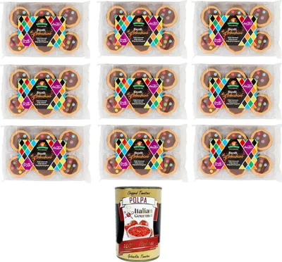 Produktbild von Gecchele Biscotti di Arlecchino Harlekin-Kekse Gebackenes Süßwarenprodukt 9x195 g+ Italian Gourmet polpa 400g