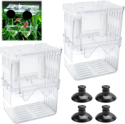 Produktbild von Aquarium-Zuchtbox, 10 x 7 x 13 cm, 2 Stück, mit Saugnäpfen, für Fische