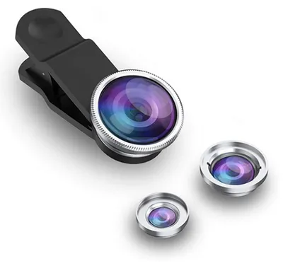 Produktbild von Handy-Kameraobjektiv, 3-in-1-Handyobjektiv mit 180°-Fisheye-Objektiv, 10-facher Makro-Objektiv, 0,65-facher Weitwinkel-Objektiv, HD-Kameraobjektiv-Sets für Handys