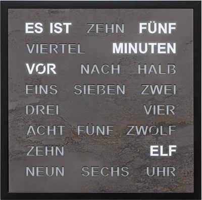 Filius 0402-4 Wort-Wanduhr Quadratische Wortuhr Anthrazit 40 cm 1