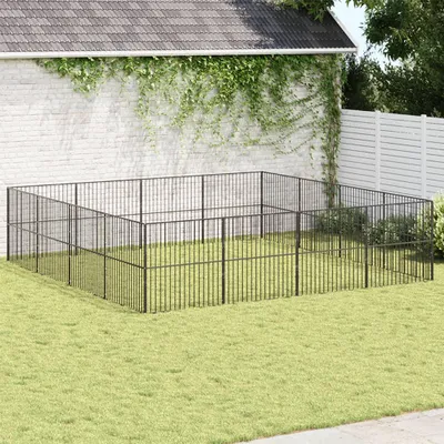 Obrázek produktu pro Ohrádka pro psy 20 panelů černá pozinkovaná ocel 400 x 400 x 100 cm