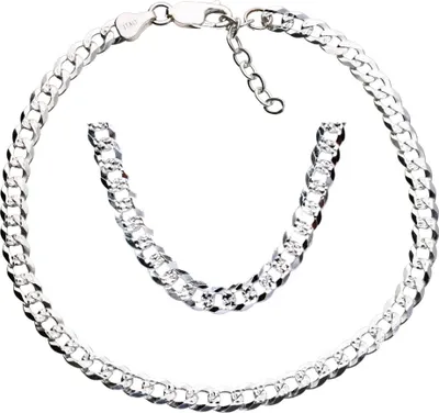 Produktbild von Fußkettchen Panzer diamantiert echt Silber 925 Sterlingsilber 28 cm