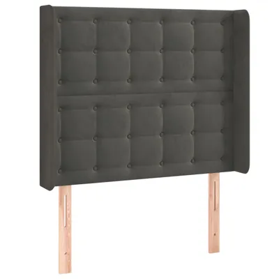 Image de vidaXL Tête de lit avec oreilles gris foncé 83x16x118/128 cm velours