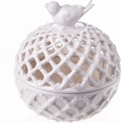 Immagine prodotto di Vaso rotondo in Vetroceramica bianca in stile retrò - Decorativo