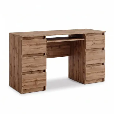 Produktbild von Cuba – Schreibtisch Mit 6 Schubladen Und Tastaturauszug 130 Cm – Wotan Eiche