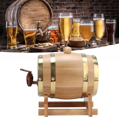 Zdjęcie produktu dla 1.5L Vintage Dębowa Beczka na Wino Keg Bucket Akcesoria do przechowywania wina w domu