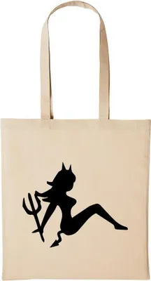 Produktbild von Huuraa Baumwollbeutel Teufel y Girl Geschenk Einkaufstasche Natural 10 Liter Baumwolle Teufel y Girl Accessoire