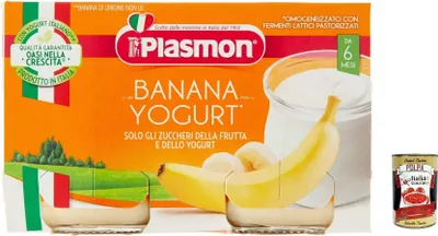 Produktbild von 6x Plasmon Banana e Yogurt 2x120g + Italian gourmet polpa 400g