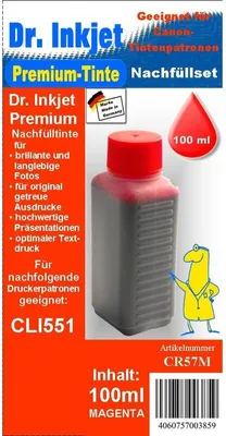 Produktbild von CR57M - magenta - Dr.Inkjet Premium Nachfülltinte 100ml für Canon Druckerpatronen CLI551M