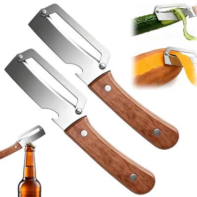 2-in-1 Gemüseschäler mit Flaschenöffner, Edelstahl, 19 cm
