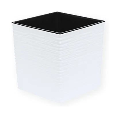 Produktbild von Blumentopf JUKA Topf aus Kunststoff mit Einsatz Innen, Meißel weiß H 300 mm