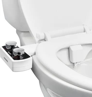 Image de VEVOR Rehausse de bidet Rehausse de siège de toilette ultra-mince avec 2 buses rétractables & pression d'eau réglable, pulvérisateur d'eau froide non électrique pour le lavage à l'eau devant & derrière Rehausse de WC