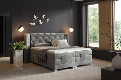 Produktbild von Boxspringbett Elektrisch Bett STEVE 120x200cm in Stoff Fresh Grau