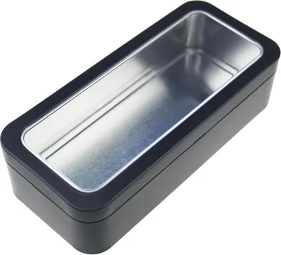 Immagine prodotto di Scatole rettangolari in metallo - 7 pezzi - con coperchi trasparenti - 15 x 7 x 4 cm