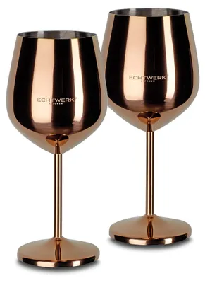 Produktbild von ECHTWERK Edelstahl Weingläser Set bruchsicher Kupfer Edition 2tlg 0.5L