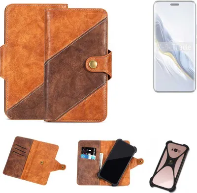 Produktbild von K-S-Trade Handyhülle Schutzhülle Bookstyle Case Wallet-Case kompatibel mit Honor Magic6 Pro Cover Klapphülle Kantenschutz Smartphone dunkelbraun