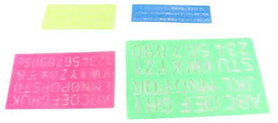Produktbild von 4 Stück Buchstaben-Zahlen-Schablonen aus Kunststoff, Großbuchstaben, Kleinbuchstaben, Vorlage zum Erlernen von Malen, Scrapbooking