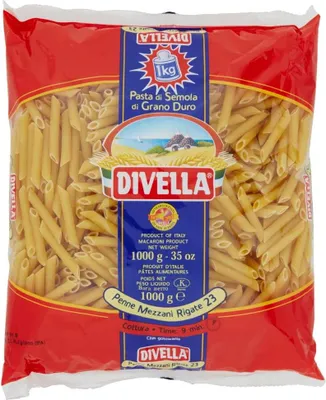 Produktbild von 24x Divella Penne Mezzani Rigate N. 23 Hartweizengrieß Pasta Italienische Nudeln 500g Packung + Italian Gourmet Polpa di Pomodoro 400g Dose