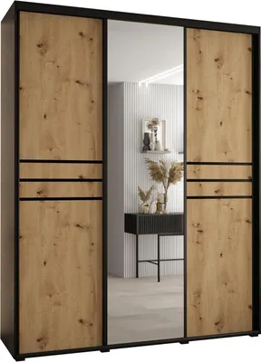 Produktbild von MEBLE KRYSPOL Cannes 11 Schrank mit 3 Schiebetüren - 205,2x200x45 cm - Schwarz Artisan Schwarz