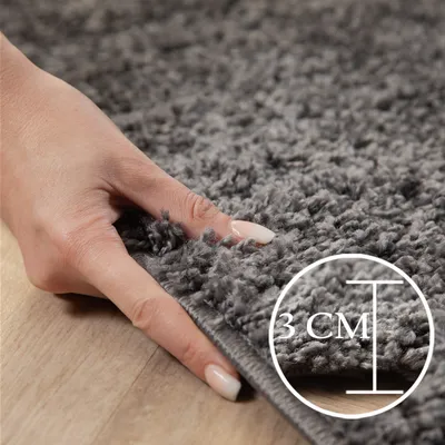 Produktbild von Hochflor Shaggy Langflor-Teppich Wohnzimmerteppich Soft Einfarbig in 14 Farben, Farbe:Grau, Grösse: Ø 120 cm Rund