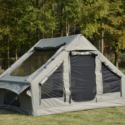 Image de AIORBER Tente de camping, pour 4-6 personnes, poutres gonflables, facile à monter, étanche à l'eau et au vent, pour le camping, la randonnée, 300x210x200cm, vert armée
