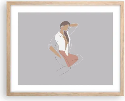 Produktbild von Gerahmtes Poster - Rahmen in heller Eiche - Frau Grafik Modern - 50x40 cm - Wand Bild - Wanddeko - Wandbilder - Wandposter - Bilderrahmen - Bilder - Kunstdruck - Wandbild - P2NAA50x40-4266
