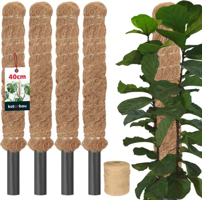 Zdjęcie produktu dla KOTARBAU® 4 szt. Podpora Kokosowa do Roślin ⌀ 2,5 x 40 cm Podpórka z Włókna Kokosowego Palik do Kwiatów
