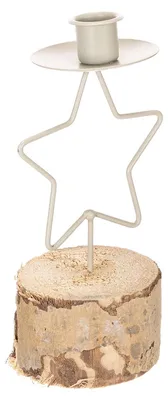 Produktbild von Eleganter Kerzenhalter Sternform aus Metall und Holzsockel für Festdekoration