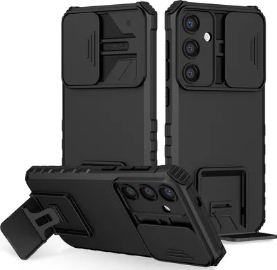 Produktbild von Galaxy S26+ Hülle, Dual Layer Ständer Schutzhülle mit Schiebe Kamera Schutz für Samsung Galaxy S26+ Schwarz