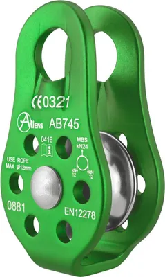 Umlenkrolle FIXED STANDARD PULLEY 24 kN von Aliens; grün; mit Edelstahlrolle; für Klettern und Abseilen.