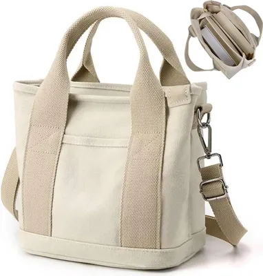 Produktbild von Canvas Handtasche Damen Umhängetasche mit Reißverschluss für Alltag, Schule, Arbeit