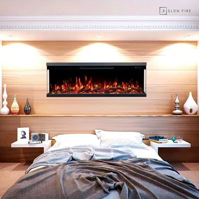 Produktbild von Glow Fire Elektrokamin 'Insert 106' | LED Wandkamin in schwarz mit Heizung (1800 W) | HxBxT: 36x107x19cm