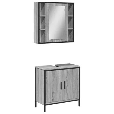Immagine prodotto di vidaXL Set di mobili da bagno 2 pezzi in legno grigio Sonoma