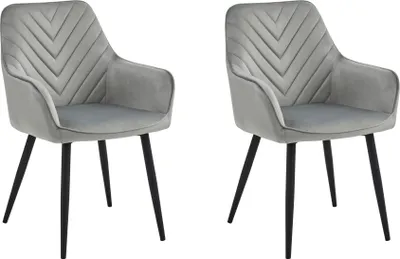 Image de Chaise de salle à manger, chaise de cuisine, chaise rembourrée, chaise de maquillage, set de 2 fauteuils lounge en velours, supporte jusqu'à 110 kg, gris argenté