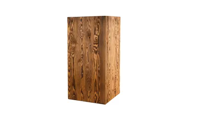 A wooden column on a white background.
