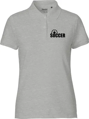 Produktbild von Huuraa Damen Polo Shirt Soccer Ball XXL Sport Grey Bio Baumwolle Fairtrade Poloshirt Geschenkidee