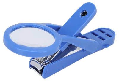 Image de Coupe-ongles pour personnes âgées, acier inoxydable, réglable, pour les ongles des mains et des pieds, avec loupe, bleu