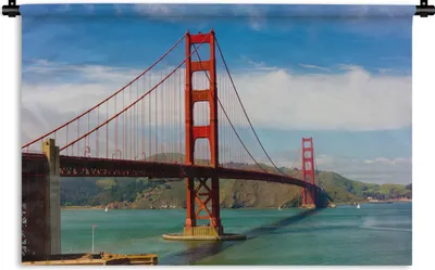 Produktbild von MuchoWow® Wandteppich Wandbehang Blick auf die Golden Gate Bridge in Kalifornien 90x60 cm Tapisserie Dekoration Wandtuch - Wandskulpturen - Bildteppich