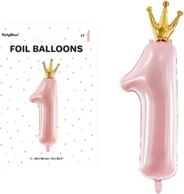 Obrázok produktu pre Fóliový balón číslo 1 37x100cm j.ružový 44316