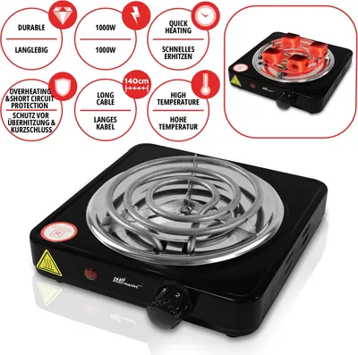 Produktbild von broil-master® Shisha Kohleanzünder - Schwarz, elektrisch, 1000W Leistung, Hitze regulierbar - Heizplatte, Heizspirale, Grillanzünder, Shishakohle, Brenner