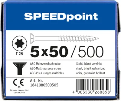 Produktbild von ABC SPEEDpoint Senkkopf T25 Teilgewinde Schabenut A2J 5x50mm (500)