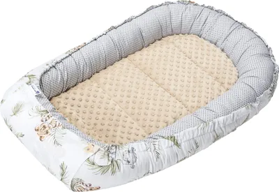 Produktbild von Babynest, Reisebett, Babynestchen, 100x60x15, Baumwolle Safari mit beige Minky