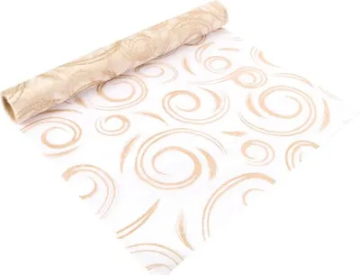 Zdjęcie produktu dla Organza Złota z Brokatowym Wzorem na Szpuli 35 cm x 5m