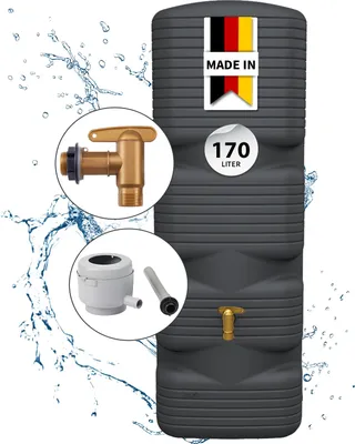 Produktbild von 4rain QUADRO Wandtank Komplett-Set  170 Liter graphite grey inkl. Kunststoff-Auslaufhahn und Fallrohranschluss