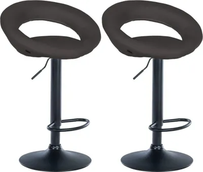 Obrázek produktu pro Sada barových stoliček s látkovým čalouněním - Kuchyňská stolička - Výškově nastavitelný a ergonomický design. Barva: tmavě šedá. Barva podstavce: černá