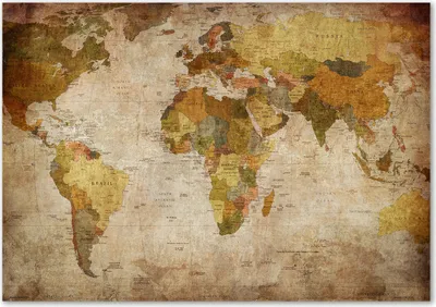 Produktbild von Tulup® Leinwandbild - 100x70 cm - Wandkunst - Drucke auf Leinwand - Leinwanddruck  - Landkarten & Flaggen - Braun - Politische Karte