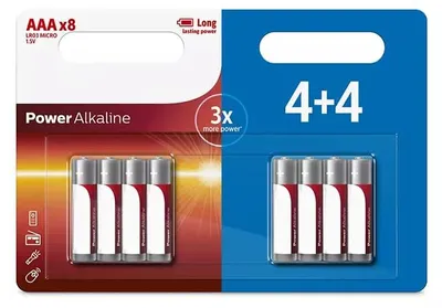 Image de AAA/LR03, piles alcalines de 1,5 V, lot de 8 (4 + 4), parfaites pour les appareils à forte consommation