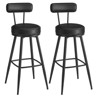 Produktbild von VASAGLE EKHO Kollektion - 360° drehbarer Barhocker, 2er Set, Hocker mit Rückenlehne für Bartisch