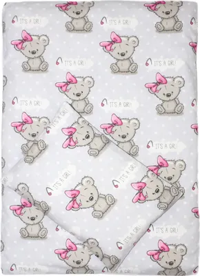 Produktbild von 4tlg Kinderwagenset Baby Bettwäsche für Kinderwagen Bezüge Decke Kissen 24. Girl Bärchen